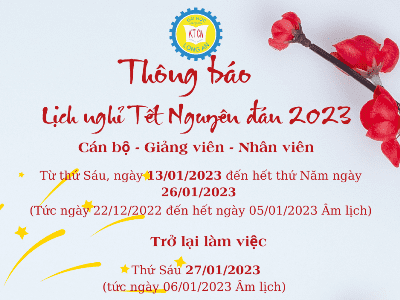 Thông báo: lịch nghỉ Tết Nguyên đán năm 2023