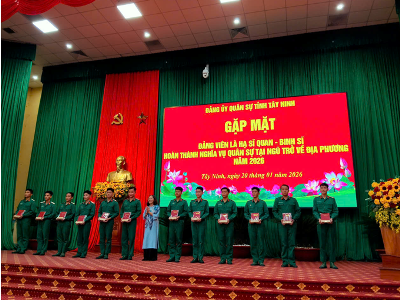 Trường DLA tham dự buổi gặp mặt và giao nhiệm vụ cho đảng viên là hạ sĩ quan, binh sĩ hoàn thành nghĩa vụ quân sự tại ngũ, xuất ngũ trở về địa phương năm 2026